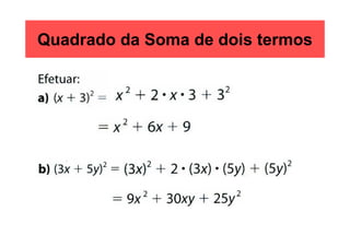 Quadrado da Soma de dois termos
 