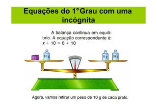 Equações do 1°Grau com uma
         incógnita
 