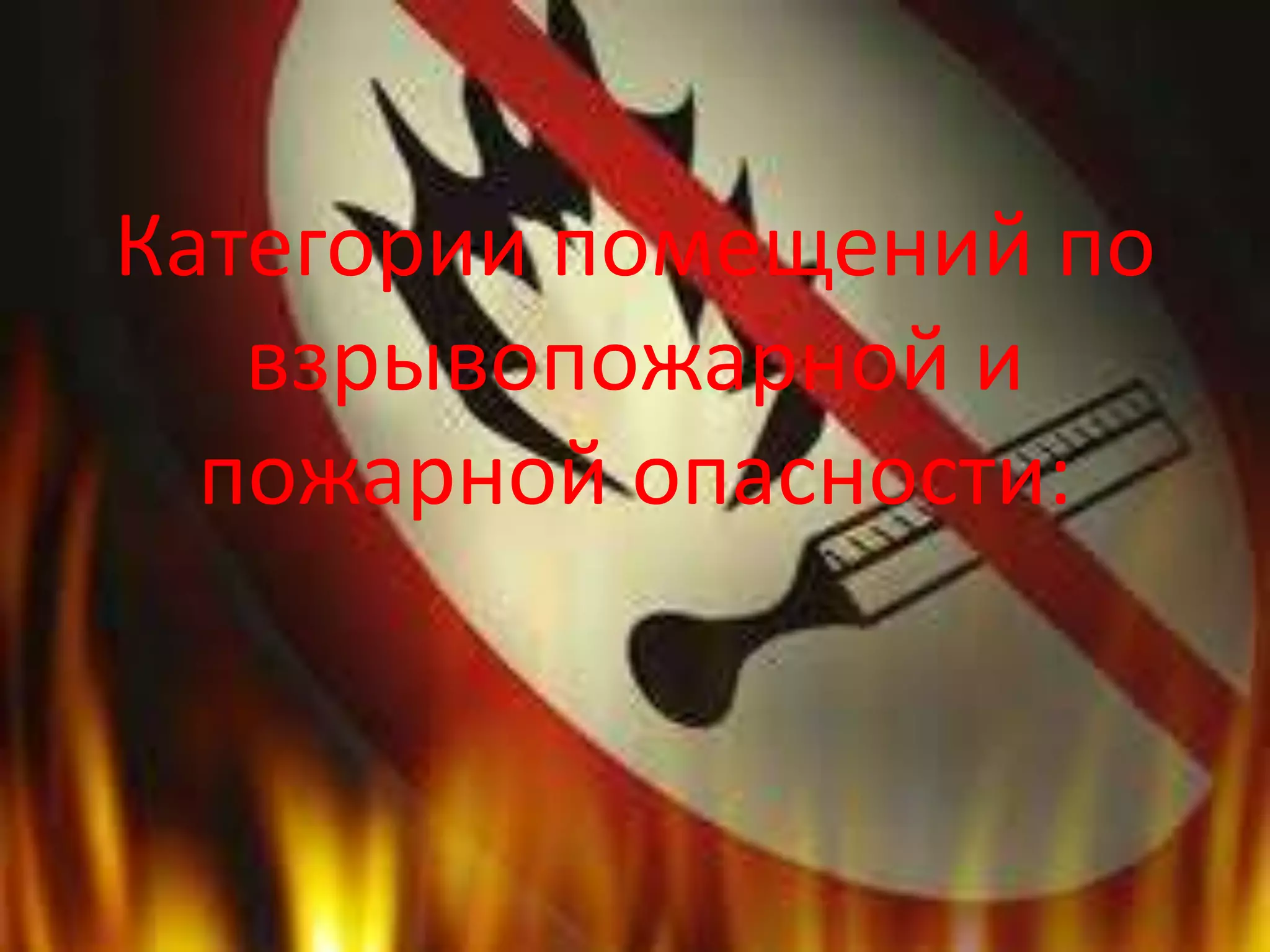 Категории помещений по
взрывопожарной и
пожарной опасности:
 