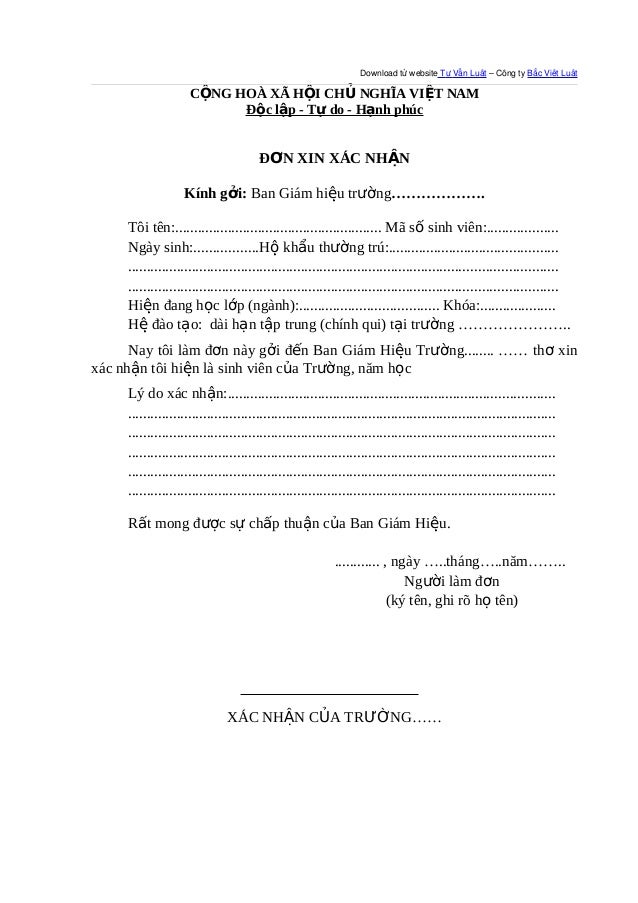 Mau don xac nhan