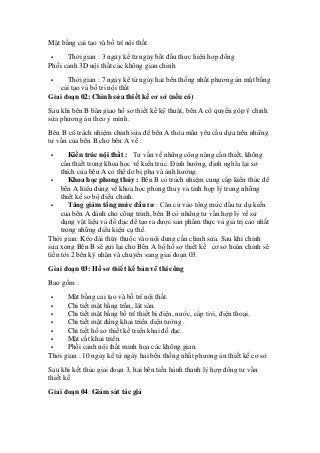 Mặt bằng cải tạo và bố trí nội thất
▪ Thời gian : 3 ngày kể từ ngày bắt đầu thực hiê ̣n hợp đồng
Phối cảnh 3D ...