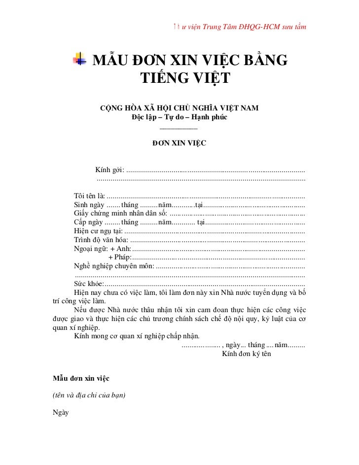 Mau don xin viec