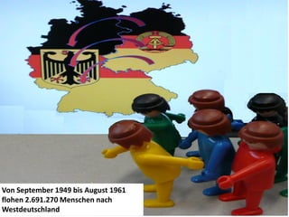 Von September 1949 bis August 1961
flohen 2.691.270 Menschen nach
Westdeutschland
 