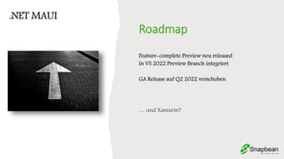 Roadmap
Feature-complete Preview neu released
In VS 2022 Preview Branch integriert
GA Release auf Q2 2022 verschoben
… und Xamarin?
.NET MAUI
 