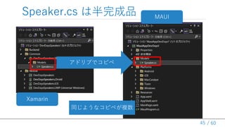 / 60
Speaker.cs ϰƷ
45
Xamarin
MAUI
ɥ֤ǥԥ
ͬ褦ʥԥڤ}
 