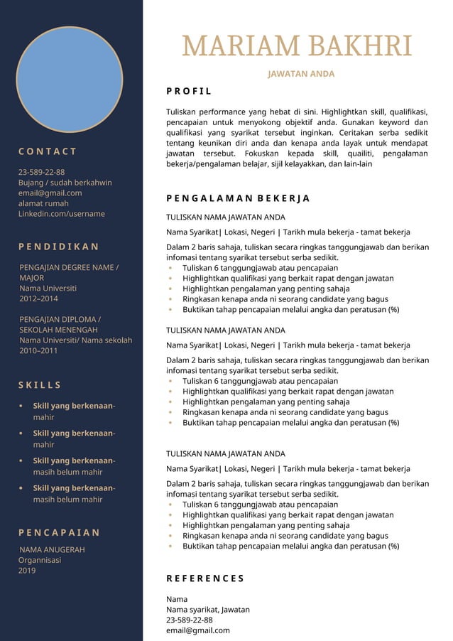 contoh resume Resume Template(Bahasa Melayu) | DOCX