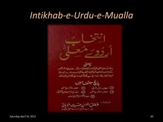 Intikhab-e-Urdu-e-MuallaSaturday, April 16, 201142