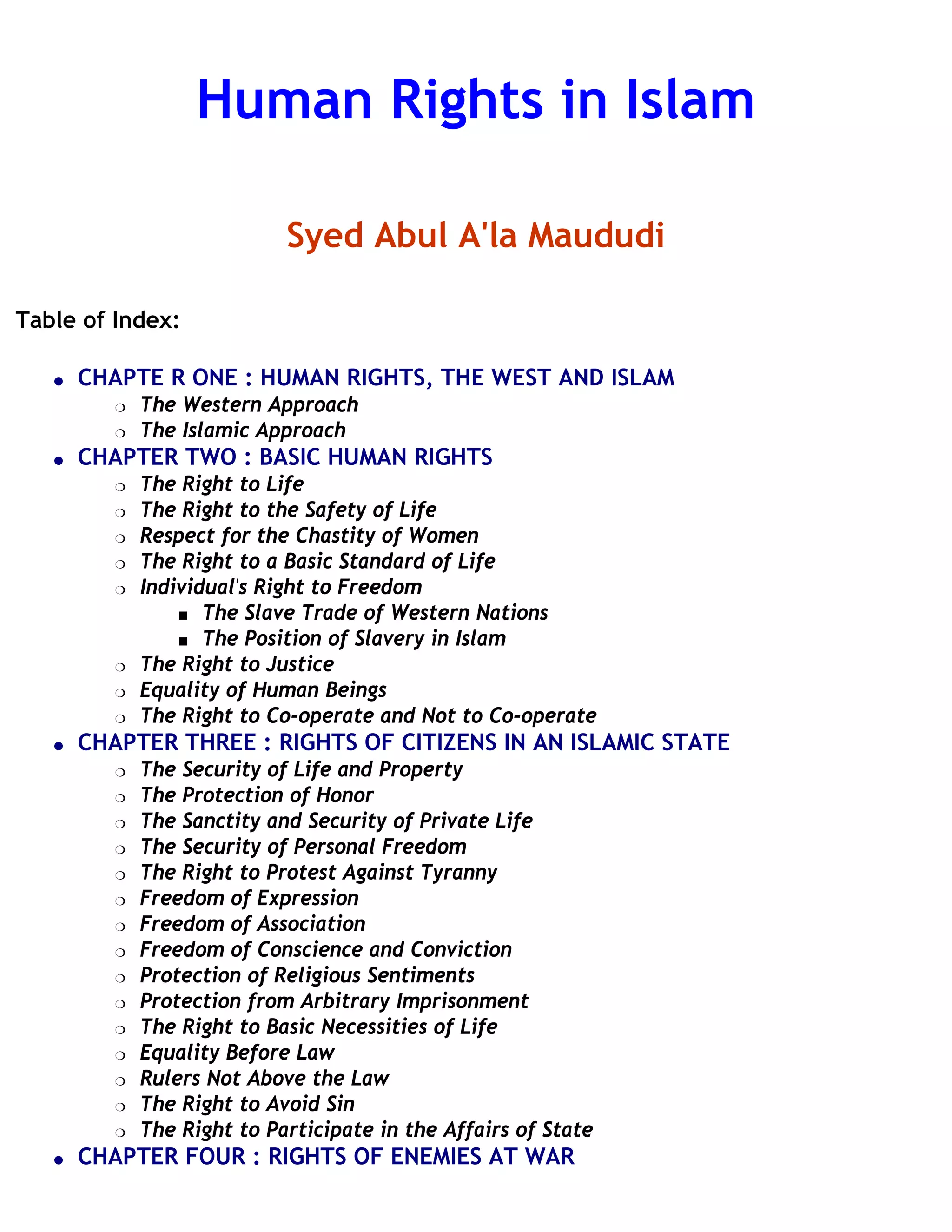 Maulana maududi human rights in islam | PDF
