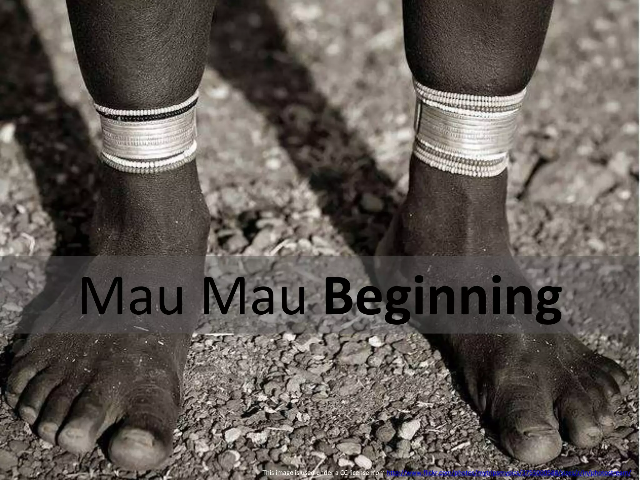 This image is used under a CC license from http://www.flickr.com/photos/mytripsmypics/3755000588/sizes/z/in/photostream/
Mau Mau Beginning
 