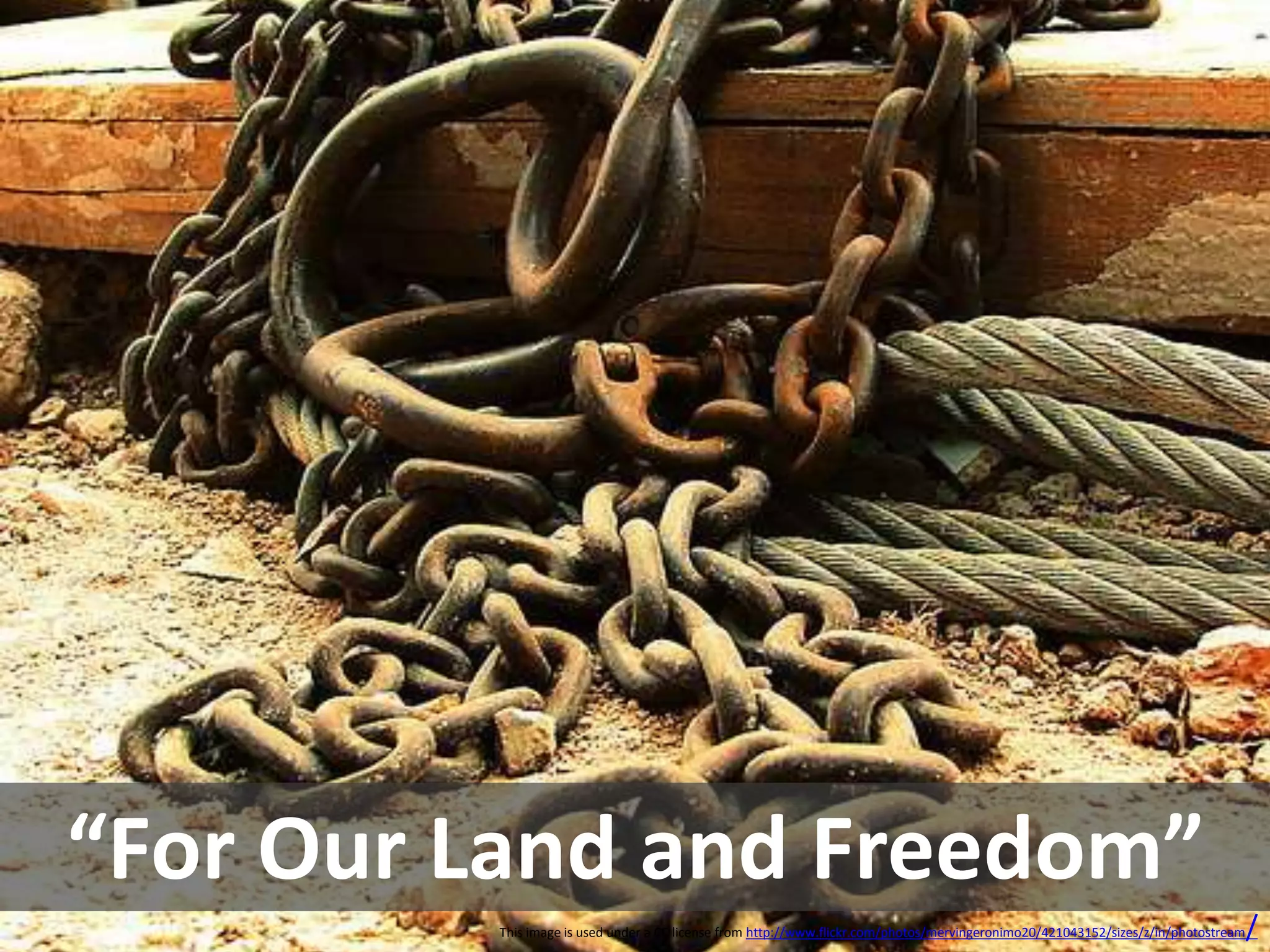 “For Our Land and Freedom”
This image is used under a CC license from http://www.flickr.com/photos/mervingeronimo20/421043152/sizes/z/in/photostream/
 