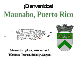 ¡Bienvenidos! Maunabo : ¡Azul, verde mar! Túneles, Tranquilidad y Jueyes Maunabo, Puerto Rico 