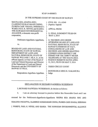 Mauna Kea Petition for Stay | PDF