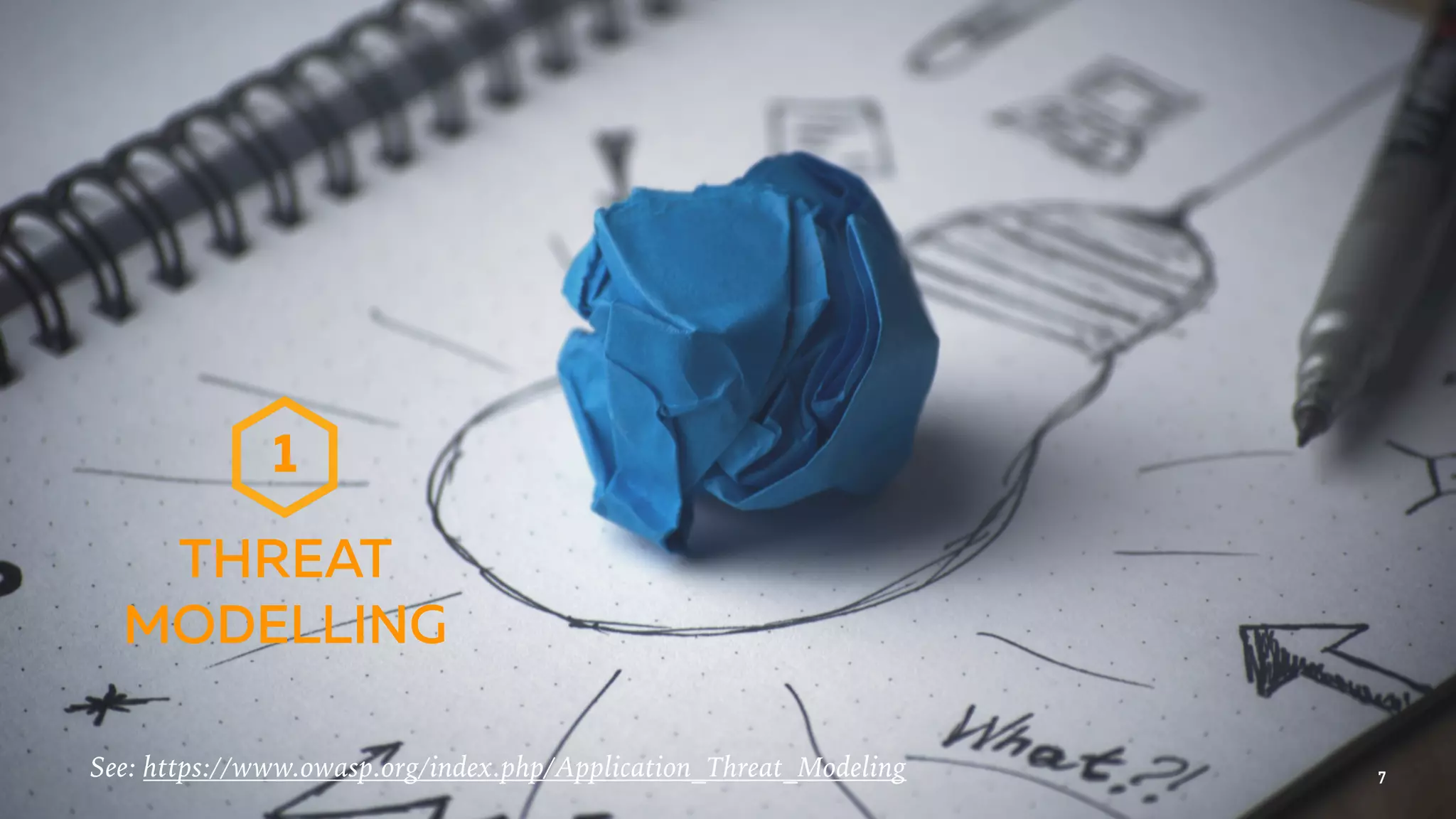 THREAT
MODELLING
7
1
See: https://www.owasp.org/index.php/Application_Threat_Modeling
 