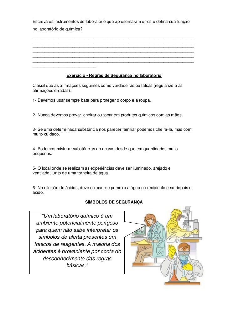 Regras de laboratório de química