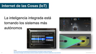 Internet de las Cosas (IoT)
La inteligencia integrada está
tornando los sistemas más
autónomos
Fontes:
http://st.motortrend.com/uploads/sites/5/2014/03/2013-Tesla-Model-S-update-schedule.jpg
http://www.treehugger.com/cars/tesla-unleashes-autopilot-capabilities-70-software-update-plans-map-world.html mauriciobitencourt.com32
 
