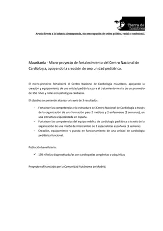 Mauritania Microproyecto de fortalecimiento del Centro Nacional de