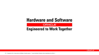Copyright © 2012, Oracle and/or its affiliates. All rights reserved. Insert Information Protection Policy Classification from Slide 1323
 