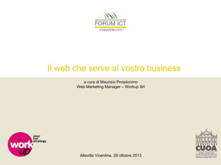 Il web che serve al vostro business
a cura di Maurizio Prosdocimo
Web Marketing Manager – Workup Srl

Altavilla Vicentina, 29 ottobre 2013

 