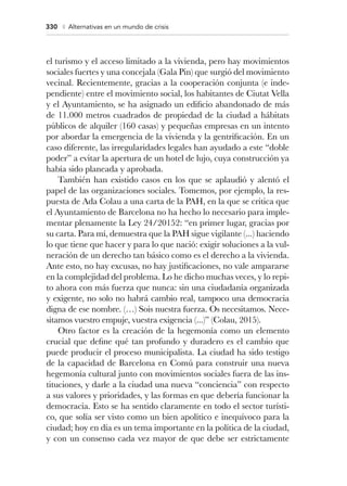 Mauro Castro (2019) Barcelona en Comú: el movimiento municipalista para la toma de las instituciones. Libro: alternativas en un mundo en crisis.