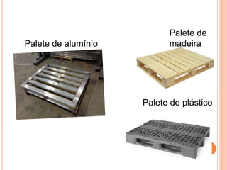 Palete de
madeira
Palete de plástico
Palete de alumínio
 
