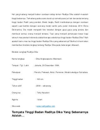 Wow Mau tau tinggi badan raditya dika yang sebenarnya, yuk kita lihat