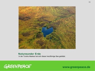 11

Naturwunder Erde
In der Tundra Alaskas hat sich dieser herzfö
rmige See gebildet.

 