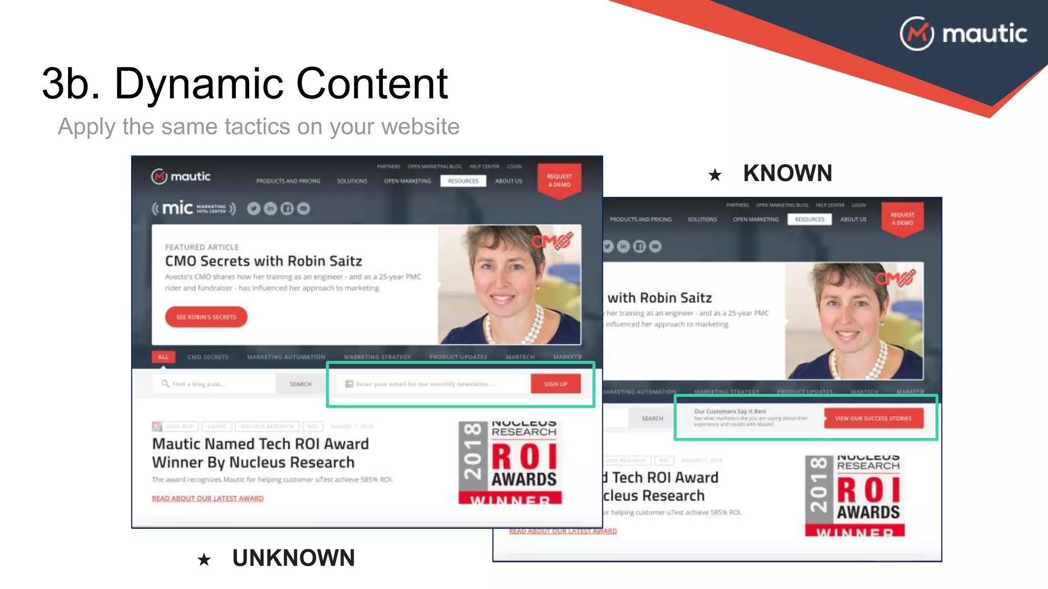 3b. Dynamic Content
Apply the same tactics on your website
★ UNKNOWN
★ KNOWN
 