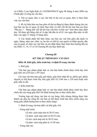 QUY DINH VE THE THUC KY THUAT TRINH BAY VA MAU CAC LOAI VAN BAN | DOC