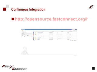Continuous Integration http://opensource.fastconnect.org/hudson 