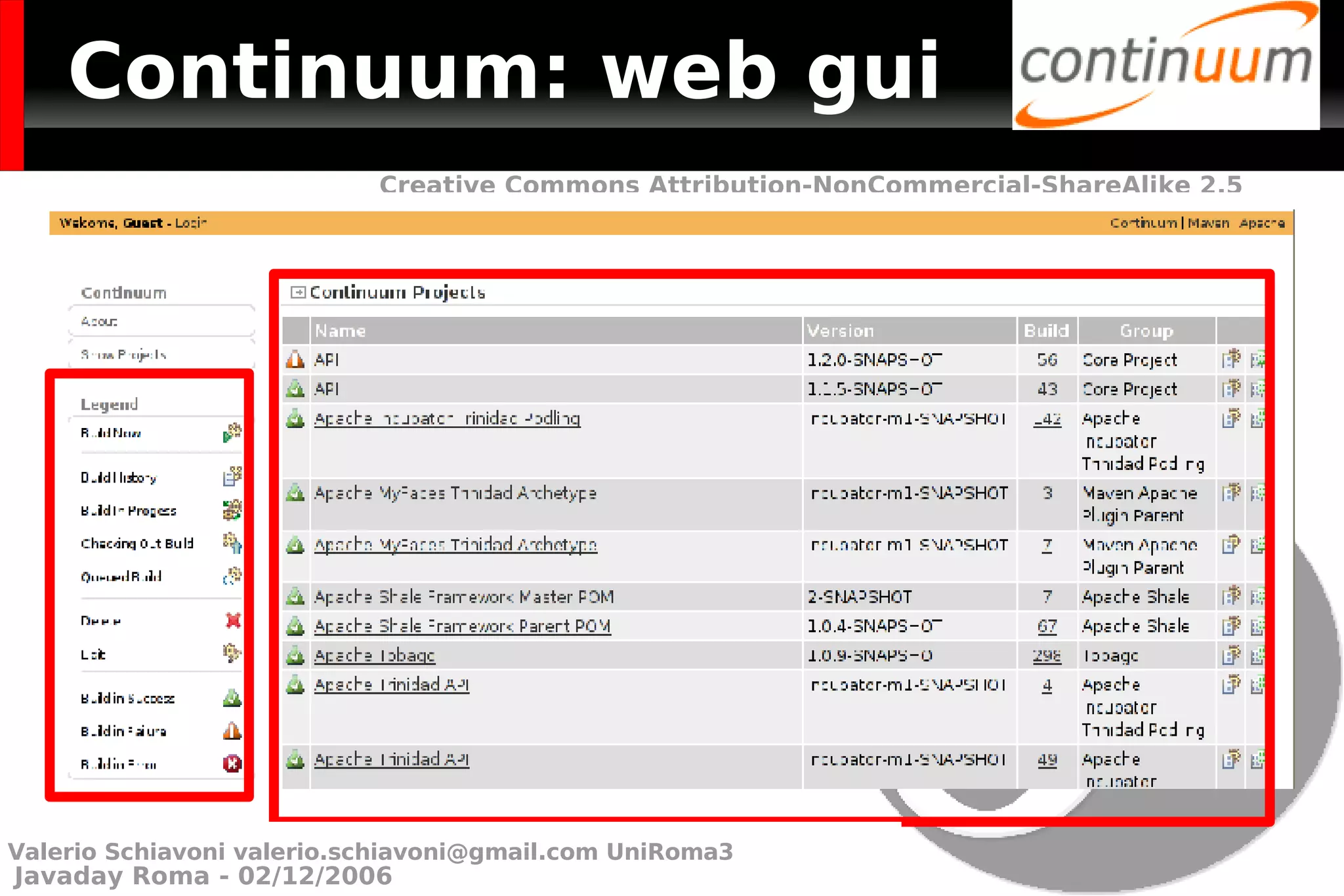 Continuum: web gui Valerio Schiavoni  [email_address]  UniRoma3 