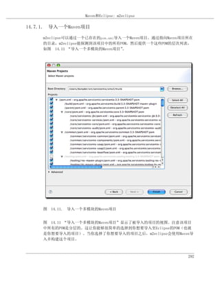 Maven和Eclipse: m2eclipse

14.7.1. 导入一个Maven项目

     m2eclipse可以通过一个已存在的pom.xml导入一个Maven项目。通过指向Maven项目所在
     的目录，m2eclipse能探测到该项目中的所有POM，然后提供一个这些POM的层次列表，
     如图 14.11 “导入一个多模块的Maven项目”  。




     图 14.11. 导入一个多模块的Maven项目


     图 14.11 “导入一个多模块的Maven项目”显示了被导入的项目的视图。注意该项目
     中所有的POM是分层的。这让你能够很简单的选择到你想要导入至Eclipse的POM（也就
     是你想要导入的项目）。当你选择了你想要导入的项目之后，m2eclipse会使用Maven导
     入并构建这个项目。



                                                      292
 