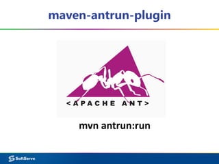 maven-antrun-plugin 
mvn antrun:run 
 