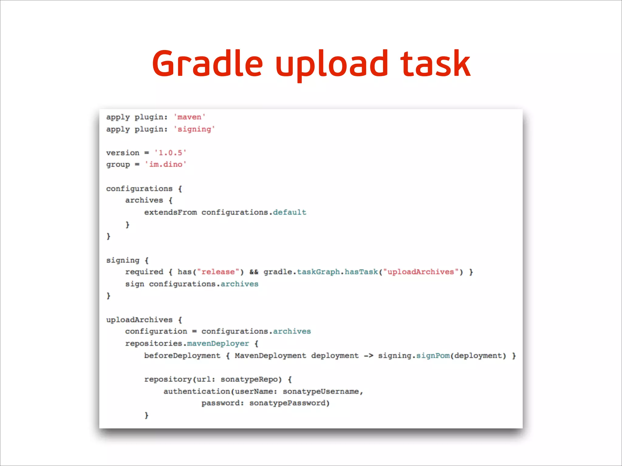Gradle upload task