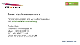 Source: https://maven.apache.org
For more information and Maven training online
visit: mindmajix/Maven training
Contact Info:
Mindmajix Technologies Inc
USA : +1-201 3780 518
IND : +91 9246333245
Email: INFO@MINDMAJIX.COM
 