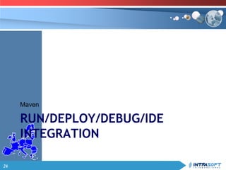 26
RUN/DEPLOY/DEBUG/IDE
INTEGRATION
Maven
 