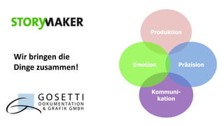 Produktion

Wir bringen die
Dinge zusammen!

Emotion

Präzision

Kommunikation

 