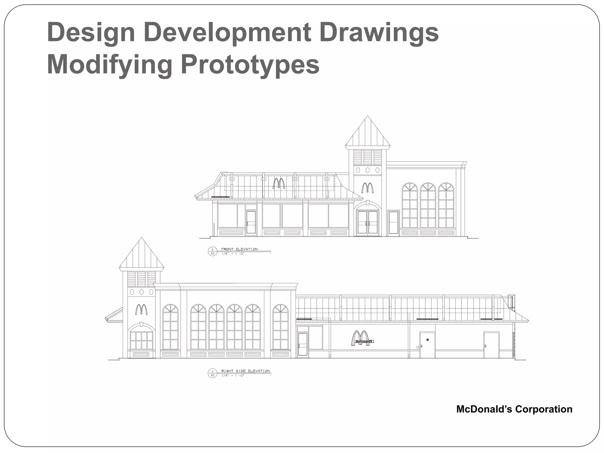 Design Development Drawings
Modifying Prototypes




                              McDonald’s Corporation
 