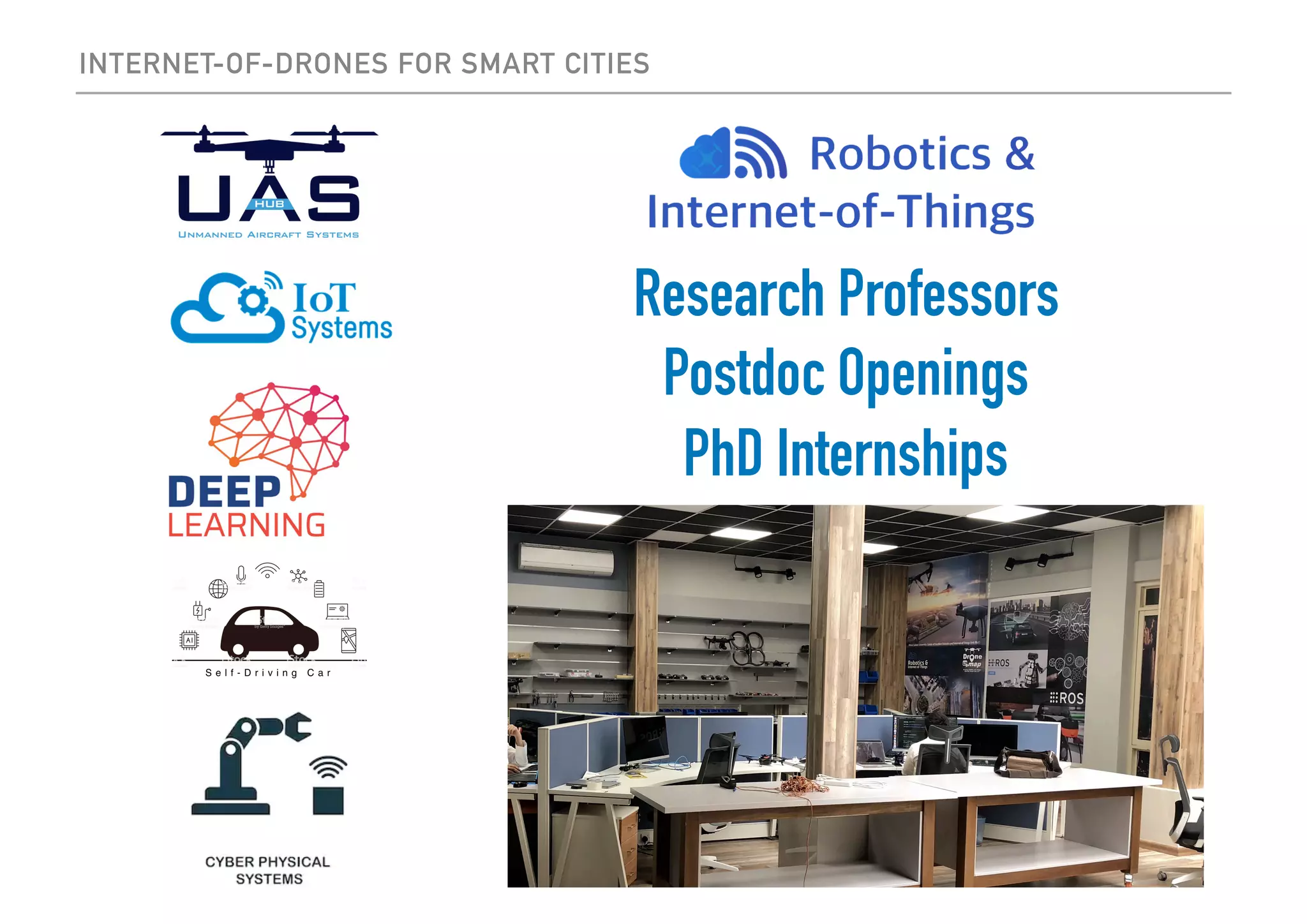 Research Professors
Postdoc Openings
PhD Internships
INTERNET-OF-DRONES FOR SMART CITIES
 