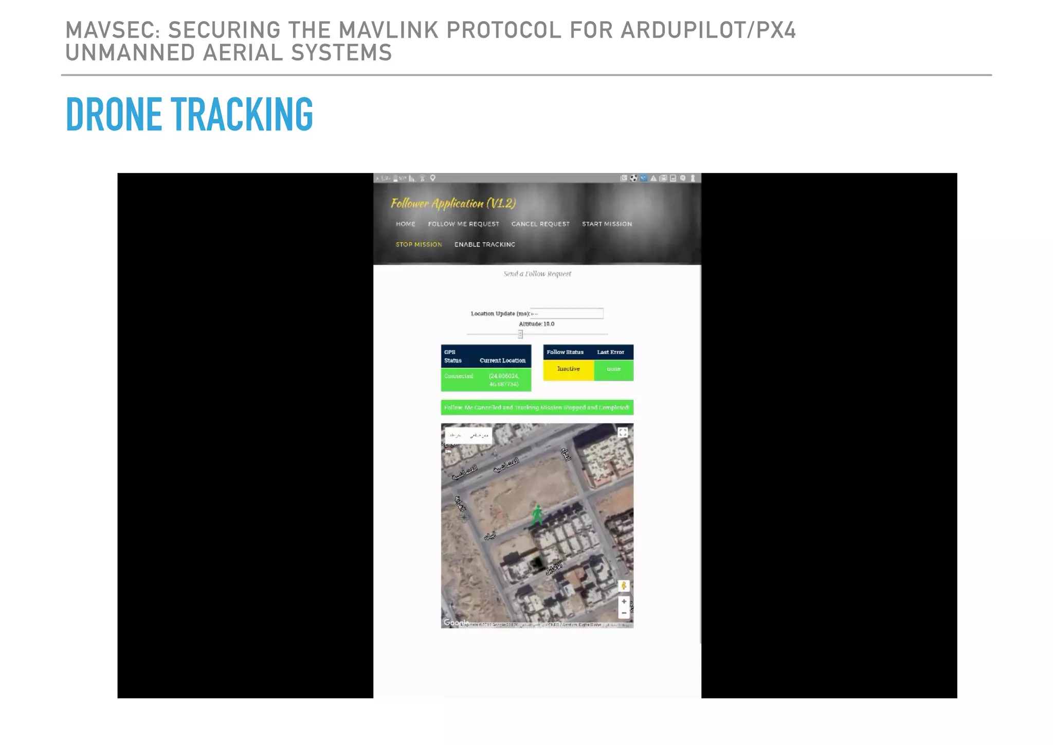 MAVSEC: SECURING THE MAVLINK PROTOCOL FOR ARDUPILOT/PX4
UNMANNED AERIAL SYSTEMS
DRONE TRACKING
 