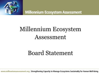 Millennium Ecosystem Assessment Board Statement 