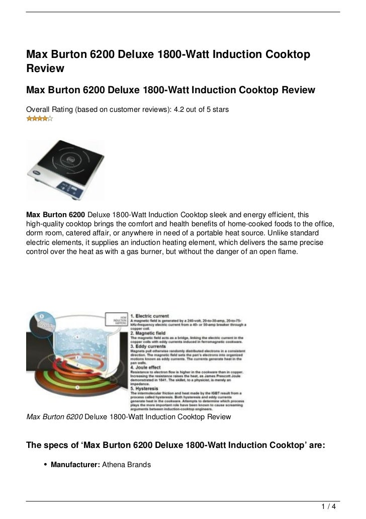 Max Burton 6200 Deluxe 1800 Watt Induction Cooktop Review