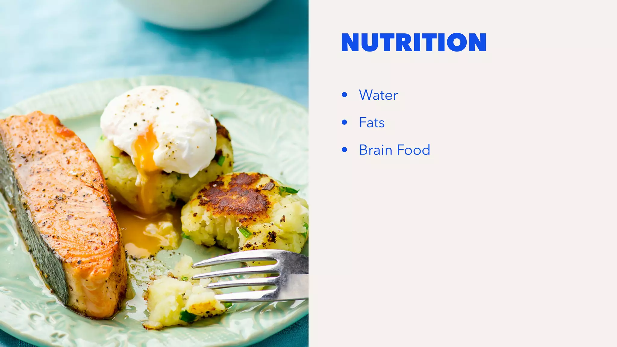 NUTRITION
• Water
• Fats
• Brain Food
 