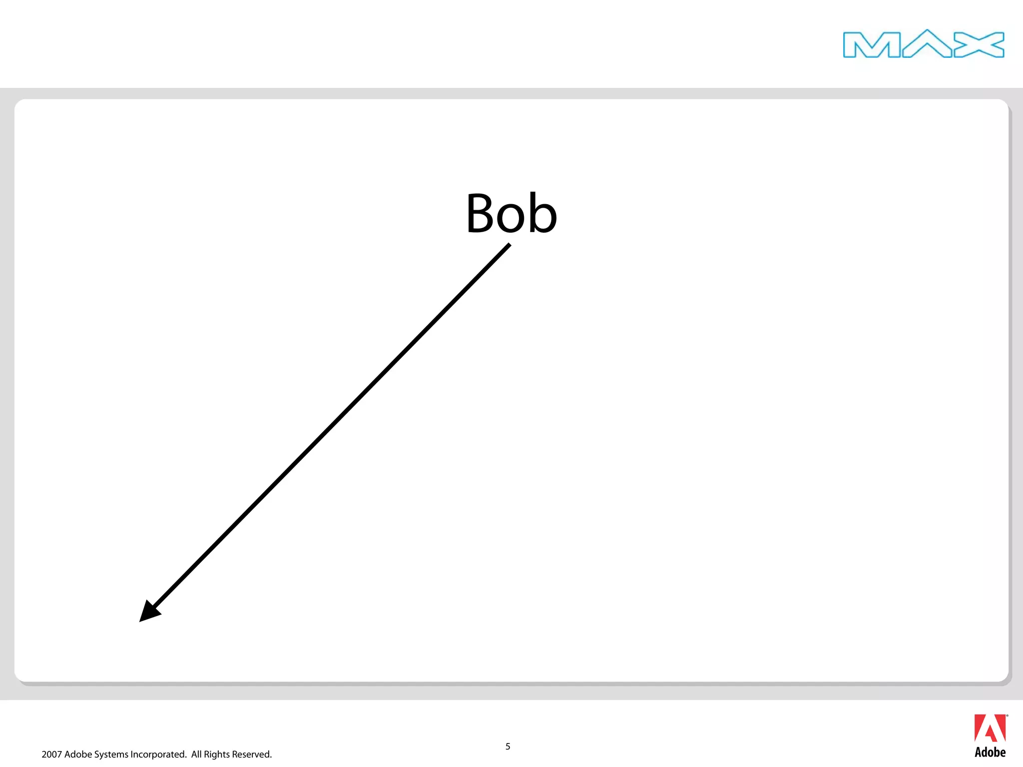2007 Adobe Systems Incorporated. All Rights Reserved.
5
Bob
 