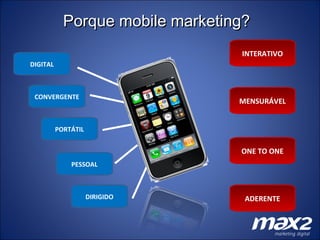 DIGITAL CONVERGENTE PORTÁTIL PESSOAL DIRIGIDO INTERATIVO MENSURÁVEL ONE TO ONE ADERENTE Porque mobile marketing? 