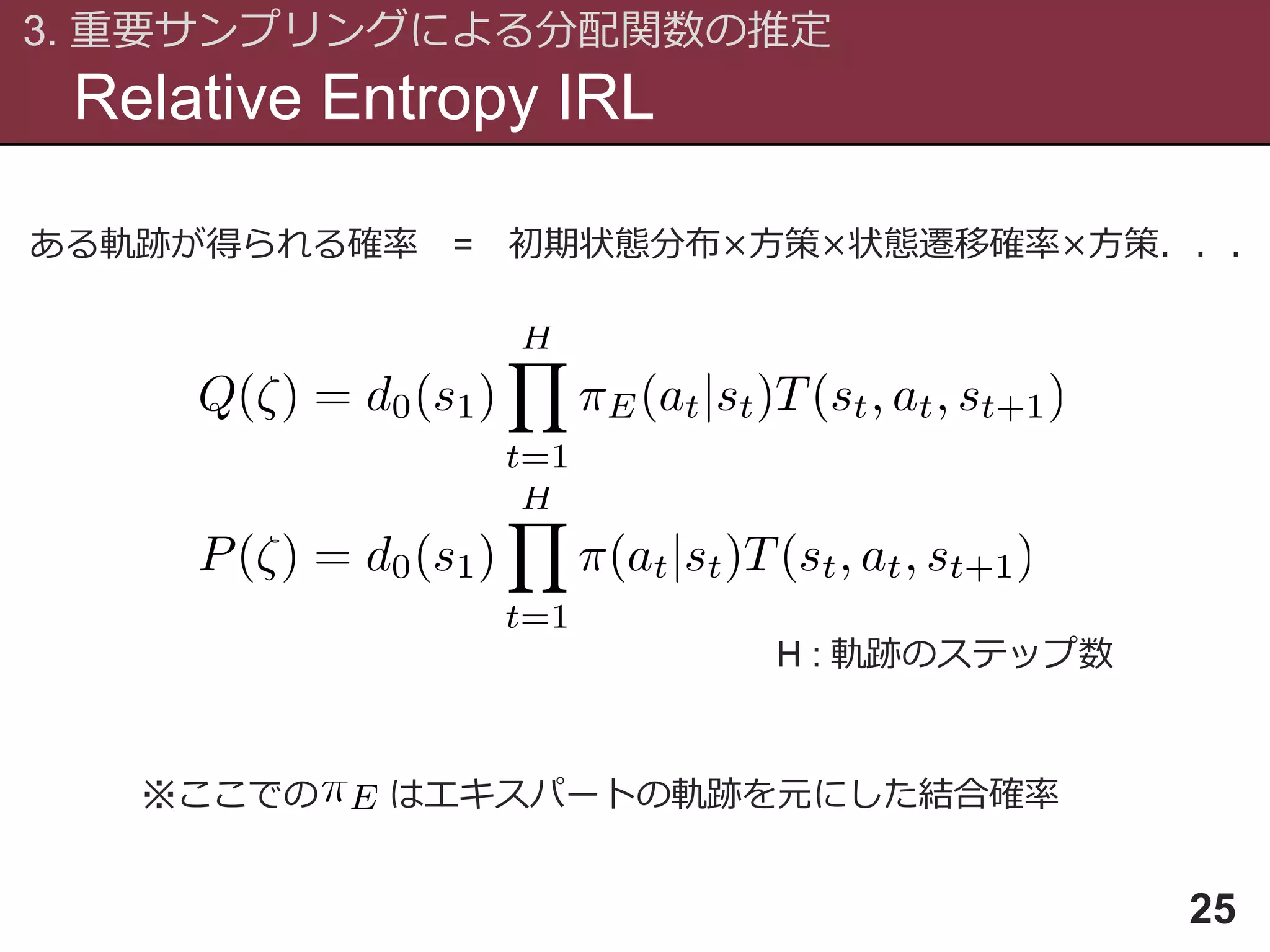 Maximum Entropy IRL（最大エントロピー逆強化学習）とその発展