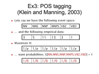 Ex3: POS tagging (Klein and Manning, 2003) 
