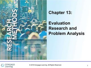 1
Chapter 13:
Evaluation
Research and
Problem Analysis
© 2018 Cengage Learning. All Rights Reserved.
 