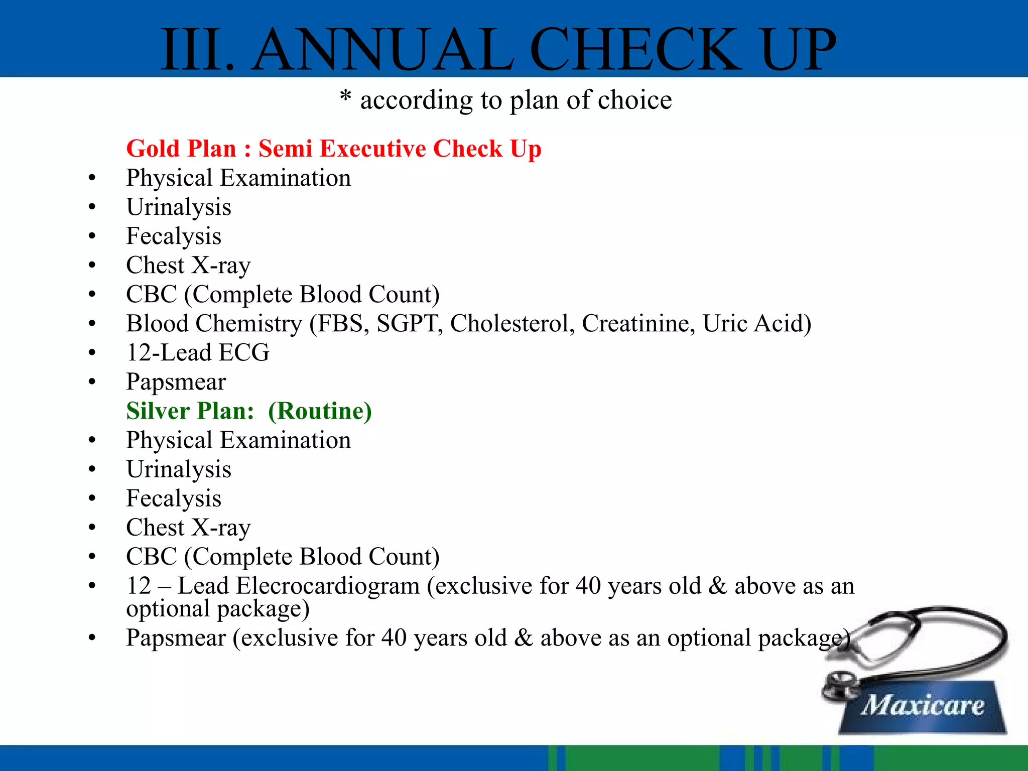 Max Check Up Maxicare individual-and-family-program | PPT