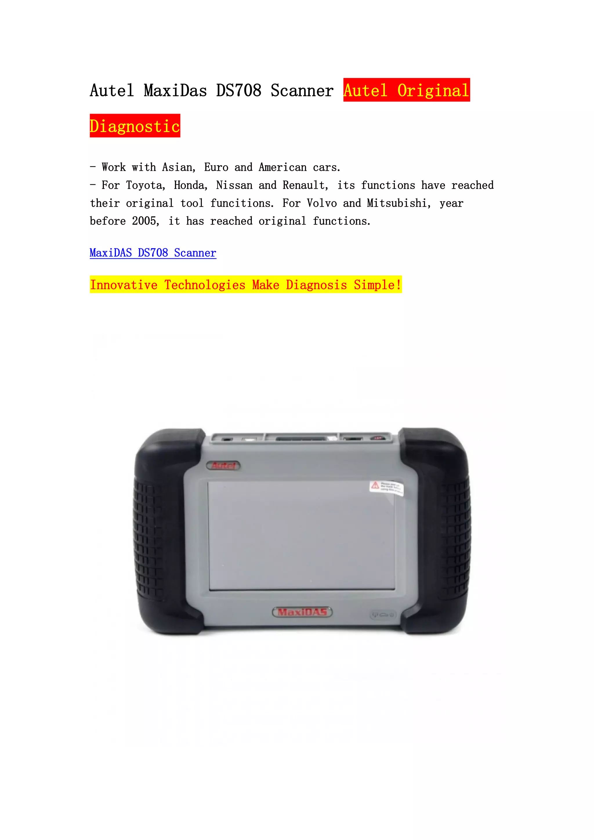 Maxidas DS708 Scanner | PDF