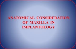 ANATOMICAL CONSIDERATION
OF MAXILLA IN
IMPLANTOLOGY
81
 